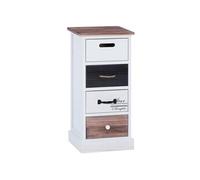 IDIMEX Chiffonnier Laguna étagère de Rangement avec 4 tiroirs en Bois de Paulownia Style Shabby Chic Vintage Rustique Blanc Brun Noir