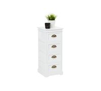 Chiffonnier Landhaus Commode 4 Tiroirs En Bois De Paulownia Style Shabby Chic Vintage Classique Blanc Blanc