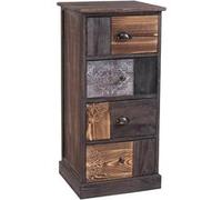 IDIMEX Chiffonnier Mara avec 4 tiroirs, Commode en Bois de Paulownia Style Vintage Ethnique bohême avec gravures