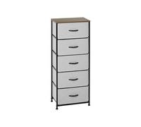 HOMCOM Commode 5 tiroirs Meuble de Rangement tiroir en Tissu Pliant - Structure Acier Noir - 45 x 30 x 116 cm Gris