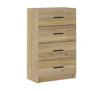 Chiffonnier, meuble de rangement avec 4 tiroirs coloris chêne Mauvella - Longueur 60 x profondeur 34,40 x hauteur 100 cm - -