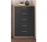 Chiffonnier, meuble de rangement coloris chêne cambrian, graphite - Longueur 60 x Profondeur 40 x Hauteur 102,7 cm