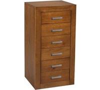 Chiffonnier Meuble de rangement en pin massif coloris cerisier - Longueur 50 x Profondeur 40 x Hauteur 102 cm --