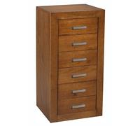 Chiffonnier Meuble de rangement en pin massif coloris cerisier - Longueur 50 x Profondeur 40 x Hauteur 102 cm --