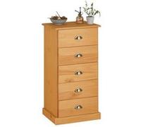 Chiffonnier PARIS avec 5 tiroirs, en pin massif lasuré brun Finition cirée/coloris antique G