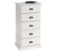 Chiffonnier PARIS commode avec 5 tiroirs en pin massif lasuré blanc