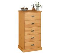 IDIMEX Chiffonnier Paris Commode avec 5 tiroirs en pin Massif lasuré Brun