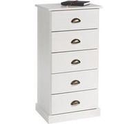 Chiffonnier PARIS commode avec 5 tiroirs en pin massif lasuré blanc