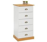 Chiffonnier PARIS L 48 cm en pin massif - Blanc et brun Blanc/Brun G