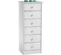 Chiffonnier RONDO meuble de rangement commode apothicaire avec 6 tiroirs, en pin massif lasuré blanc Blanc G