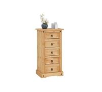IDIMEX Chiffonnier Salsa Commode en Bois Style Mexicain avec 5 tiroirs, en pin Massif Finition teintée/cirée