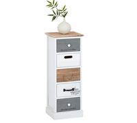 Chiffonnier Salva Commode 5 Tiroirs En Bois De Paulownia Style Shabby Chic Vintage Rustique Blanc Blanc