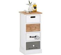 Chiffonnier SALVA H 77 cm en bois massif - Blanc, gris et brun Blanc G