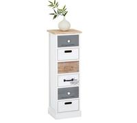 Chiffonnier Salva Petite Commode Avec 6 Tiroirs En Bois De Paulownia Style Shabby Chic Vintage Rustique Blanc Blanc