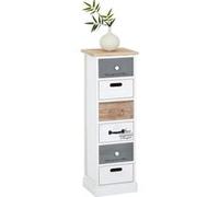 Chiffonnier SALVA petite commode avec 6 tiroirs en bois de paulownia style shabby chic vintage rustique blanc Blanc