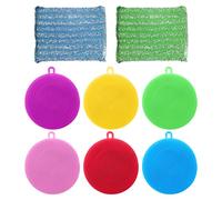 Chiffons À Vaisselle En Silicone 6 Pièces, 2 Chiffons Éponge, Brosse À Ustensiles De Cuisine, Torchons Ronds, Torchons De Nettoyage