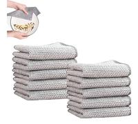 Chiffons de nettoyage multi-usages en fil de fer miracle,Chiffon à récurer double en acier inoxydable,Tampons à récurer multi-usages anti-rayures,Rinçage facile,lavable en machine (10 pièces)