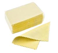 Chiffons de Nettoyage pour Bijoux 50 pièces argent chiffon de polissage nettoyage doux propre lingette d'essuyage for or bijoux outil(8x6cm Yellow)
