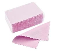 Chiffons de Nettoyage pour Bijoux 50 pièces argent chiffon de polissage nettoyage doux propre lingette d'essuyage for or bijoux outil(8x6cm Pink)