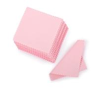 Chiffons de Nettoyage pour Bijoux Lingettes en tissu de nettoyage for bijoux, 50 pièces, 8x8cm, for le l'argent, l'or et du platine, garde les bagues monnaie propres brillantes(Pink)