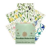 Chiffons De Vaisselle Suédois,5 Pièces De Chiffons De Nettoyage Lavables sans Rayure sans Odeur - Éponges Et Lingettes pour Lavage De Vaisselle - pour Bols Assiettes Comptoir Cuisine