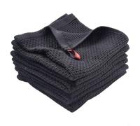 Chiffons en microfibre à tissage gaufré pour le nettoyage de la cuisine et du bar, serviettes absorbantes qui éliminent la saleté, la graisse et les traces de doigts de diverses surfaces (noir)