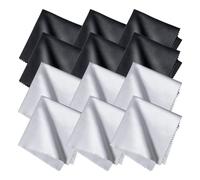Chiffons Microfibre de Nettoyage pour Lunettes, 12Pcs Chiffon de Nettoyant Lunettes 30 * 30cm pour Lentilles, Lunettes, Ecrans, Tablettes, Glasse, Noir/Gris