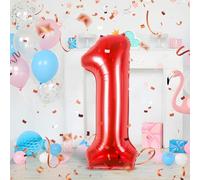 Chiffre 1 Rouge Géant pour Anniversaire - Ballon Numéro 40" (101cm) XXL Gonflable à l'Hélium - Décoration S'envole