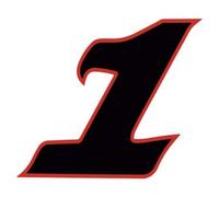 Chiffre 1 un - autocollant sticker noir/rouge voiture moto - Taille : 8 cm