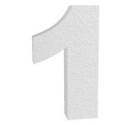 Chiffre 1 (un) en polystyrène 3D (25 cm de hauteur) et 4 cm d'épaisseur - pour décorations enseignes et inscriptions