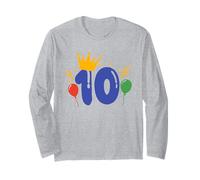Chiffre 10 avec couronne et ballons - Célébration d'anniversaire Manche Longue