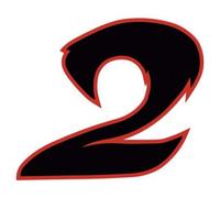 Chiffre 2 deux - autocollant sticker noir/rouge voiture moto - Taille : 4 cm