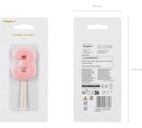 Chiffre 3 Bougie d'anniversaire, rose, 5,5cm
