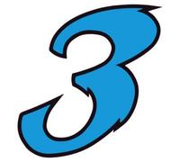 Chiffre 3 trois - autocollant sticker bleu voiture moto - Taille : 8 cm