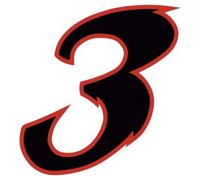 Chiffre 3 trois - autocollant sticker noir/rouge voiture moto - Taille : 8 cm