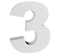 Chiffre 3 (trois) en polystyrène 3D (25 cm de hauteur), épaisseur 4 cm - pour décoration d’enseignes et inscriptions