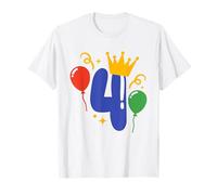 Chiffre 4 avec couronne et ballons - Célébration d'anniversaire T-Shirt