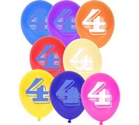Chiffre 4 Ballons d'anniversaire Anniversaire 4 ans 8 pièces multicolores