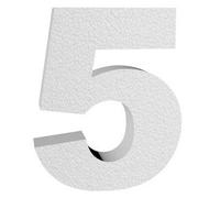 Chiffre 5 (cinq) en polystyrène 3D (25 cm de hauteur), 4 cm d'épaisseur, pour décoration de panneaux et inscriptions