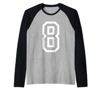 Chiffre 8 en gras blanc grand format Manche Raglan
