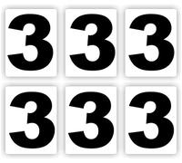 Chiffre adhésif n° 3 lot de 6 autocollants