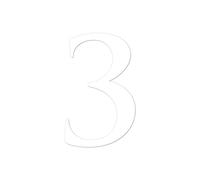 Chiffre Adhésif - Numéro de Boite aux Lettres en Plexi - Chiffre 3 - Hauteur : 7 cm - Coloris Blanc - Plexiglass - Chiffres Boites aux Lettres - Numérotation - Double face au dos