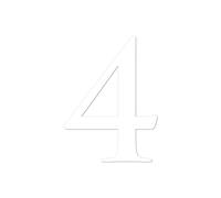 Chiffre Adhésif - Numéro de Boite aux Lettres en Plexi - Chiffre 4 - Hauteur : 10 cm - Coloris Blanc - Plexiglass - Chiffres Boites aux Lettres - Numérotation - Double face au dos