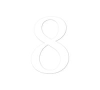 Chiffre Adhésif - Numéro de Boite aux Lettres en Plexi - Chiffre 8 - Hauteur : 10 cm - Coloris Blanc - Plexiglass - Chiffres Boites aux Lettres - Numérotation - Double face au dos
