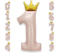 Chiffre Anniversaire 1 Rose Pastel: 40 Pouces 101 cm Rosé Ballon Géant Rosa Numero 1 ans à Hélium Garçon Fille Ballon de Baudruche Mylar Décoration pour Baby Shower Anniversaire