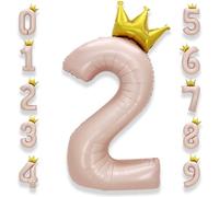 Chiffre Anniversaire 2 Rose Pastel: 40 Pouces 101 cm Rosé Ballon Géant Rosa Numero 2 ans à Hélium Garçon Fille Ballon de Baudruche Mylar Décoration pour Baby Shower Anniversaire