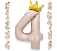 Chiffre Anniversaire 4 Rose Pastel: 40 Pouces 101 cm Rosé Ballon Géant Rosa Numero 4 ans à Hélium Garçon Fille Ballon de Baudruche Mylar Décoration pour Baby Shower Anniversaire