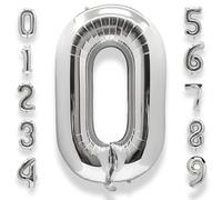 Chiffre Anniversaire Geant 0 Argenté: 40 Pouces 101 cm Ballon Géant Argenté Numero 0 à Hélium Garçon Fille Ballon de Baudruche Mylar Décoration pour Baby Shower Anniversaire