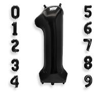 Chiffre Anniversaire Geant 1 Noir: 40 Pouces 101 cm Ballon Géant Noir Numero 1 an à Hélium Ballon de Baudruche Mylar Décoration pour Anniversaire