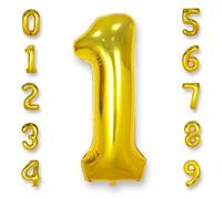 Chiffre Anniversaire Geant 1 Or: 40 Pouces 101 cm Ballon Géant Doré Numero 1 an à Hélium Ballons de Baudruche Mylar Décoration pour Mariage Anniversaire